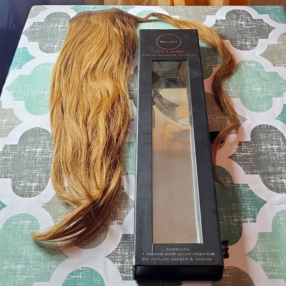 BELLAMI Human Hair Wrap Ponytail #8 Ash Brown 16" Long